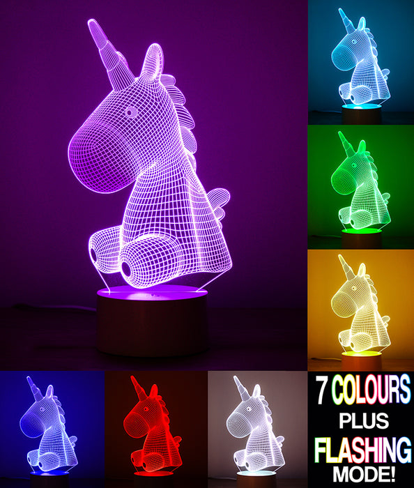 Unicorn Colour Changing 3D Lamp