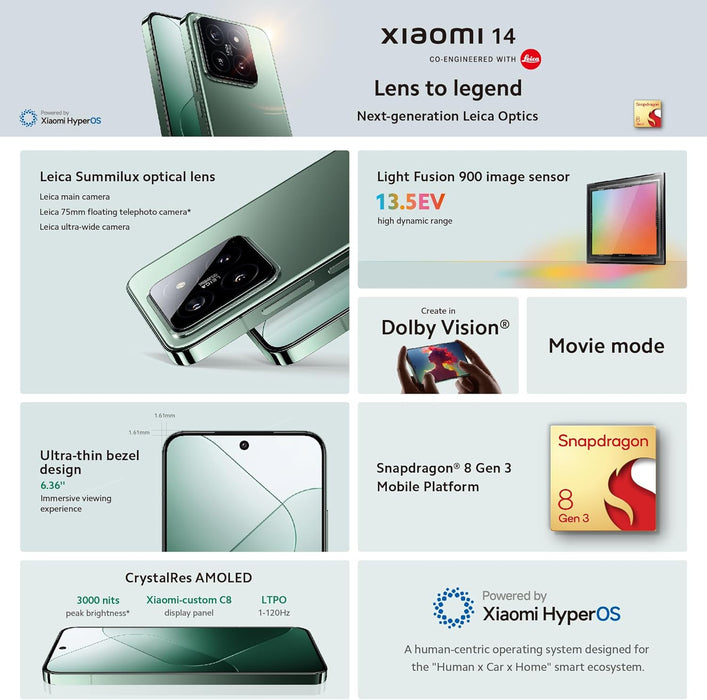 Xiaomi 14 5G Dual SIM in Schwarz mit 512GB und 12GB RAM (6941812760451 Xiaomi 14 5G Dual SIM in Schwarz mit 512GB und 12GB RAM (6941812760451