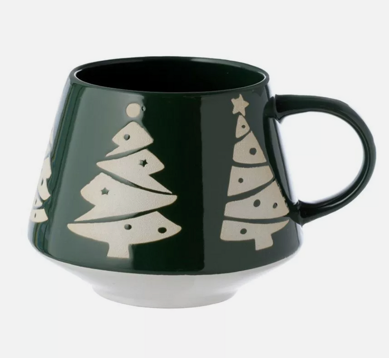 Christmas Tree Green Stoneware Mug