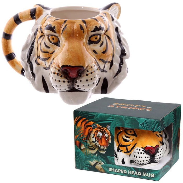 Tiger Head Ceramic Shaped Mug