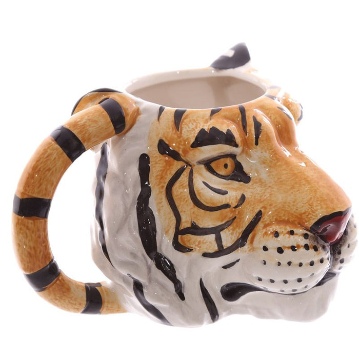 Tiger Head Ceramic Shaped Mug