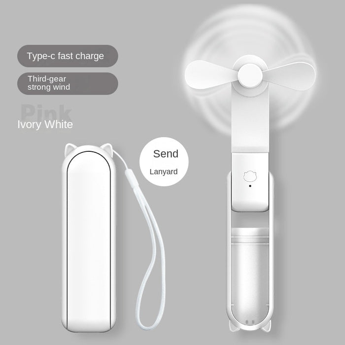 Mini Handheld Foldable Fan With Power Bank