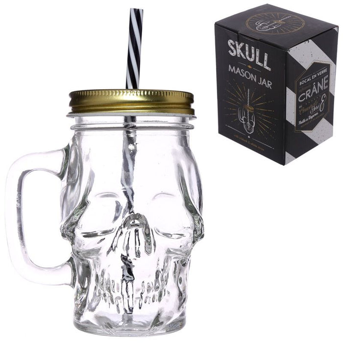 Glass Skull Drinking Jar