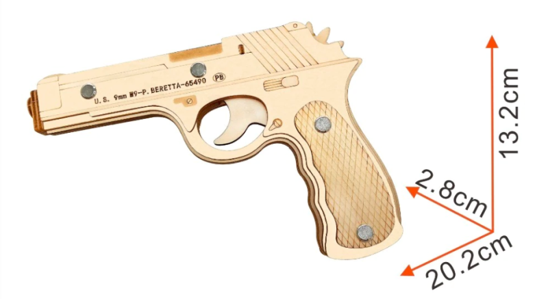 XJ-G002 - Beretta Wooden Rubber Band Shooter Puzzle